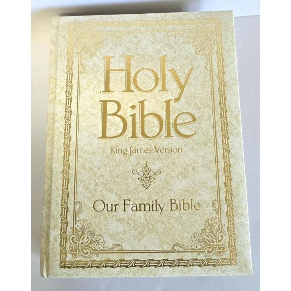 Vintage 1971 Nelson Regency Family Bible KJV 702WM White Gold Large 11" x 9"